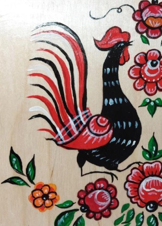 Городецкая роспись разделочной доски. Мастер-класс