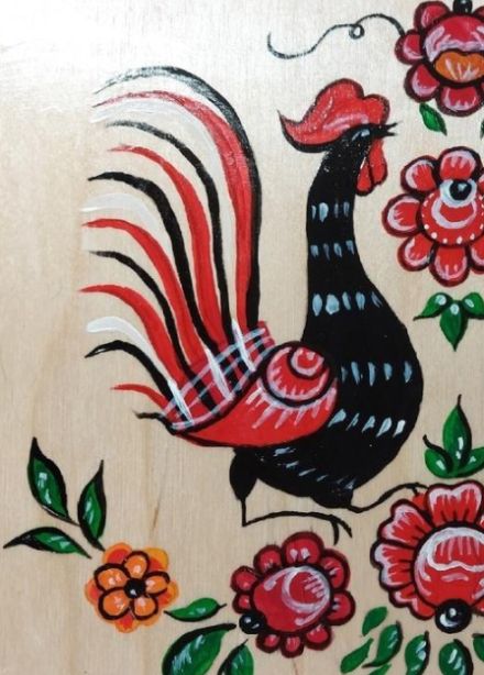 Городецкая роспись разделочной доски. Мастер-класс